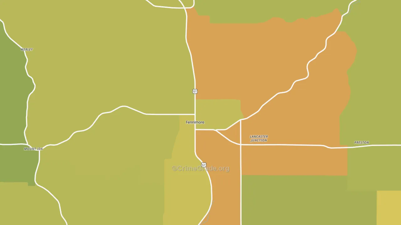 Fennimore, WI Map of Drug-Related Crime Rates