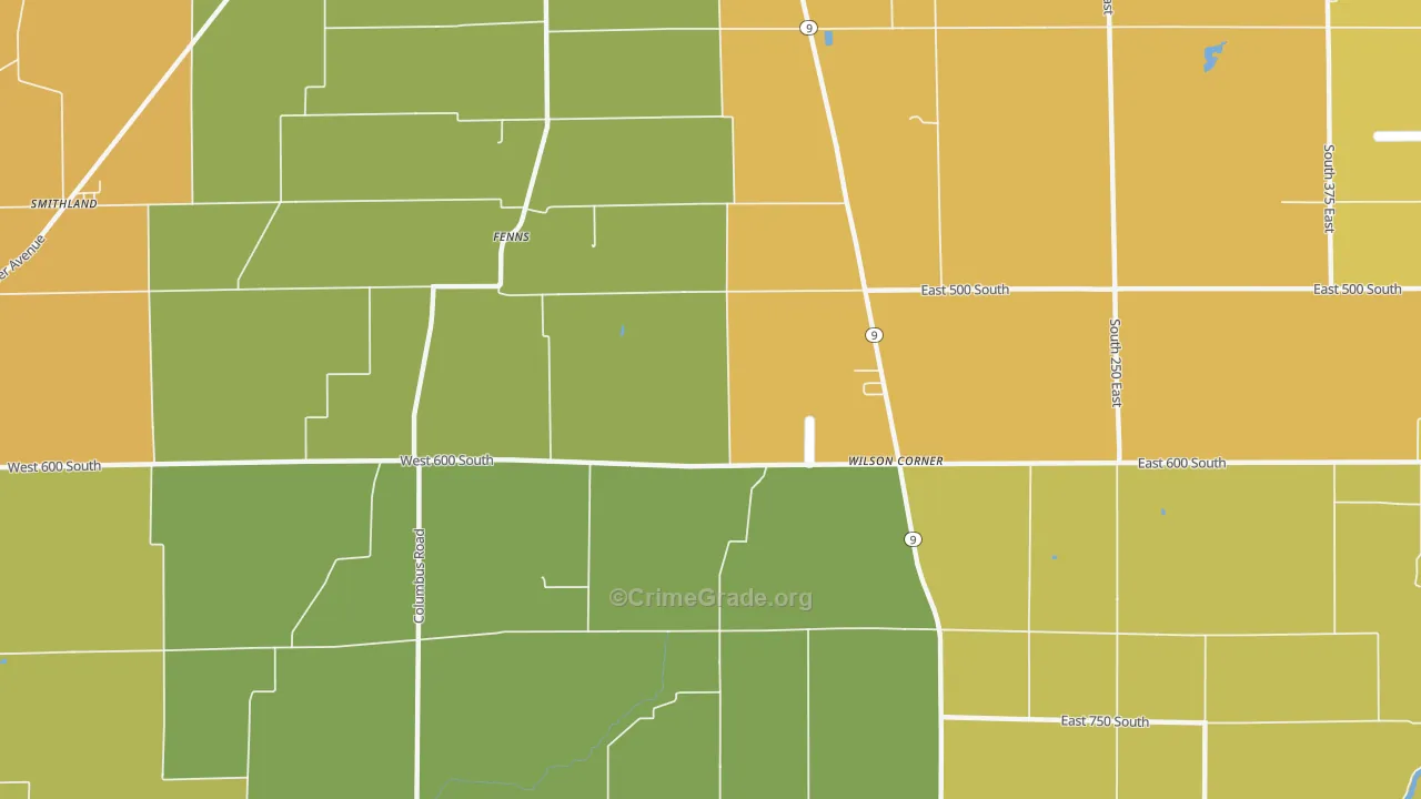 Fenns, IN Map of Drug-Related Crime Rates