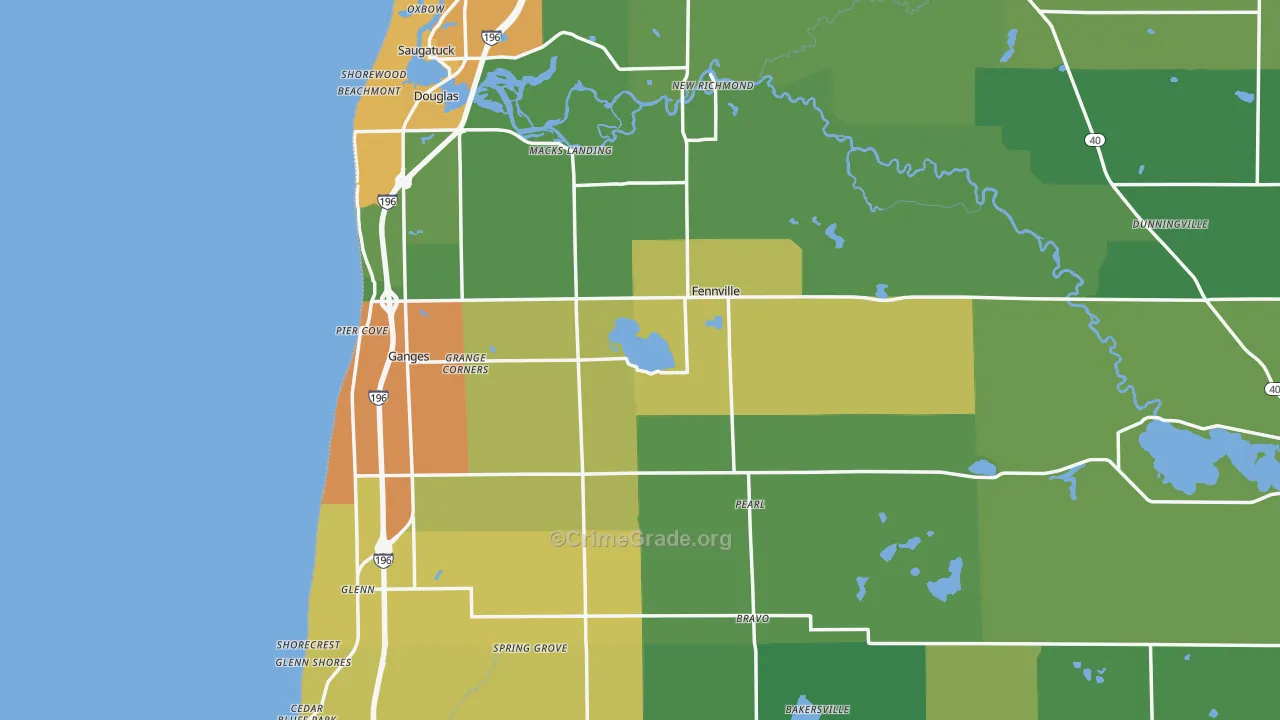 Fennville, MI Map of Drug-Related Crime Rates