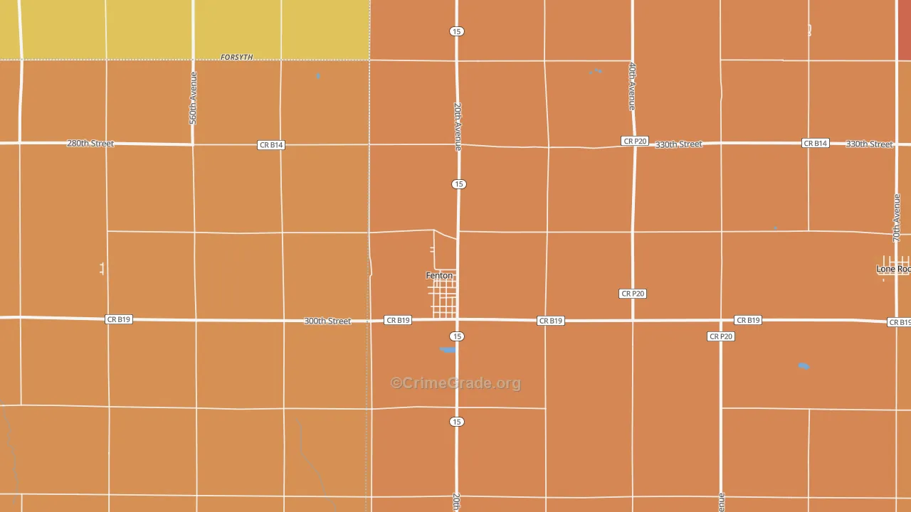 Fenton, IA Map of Drug-Related Crime Rates