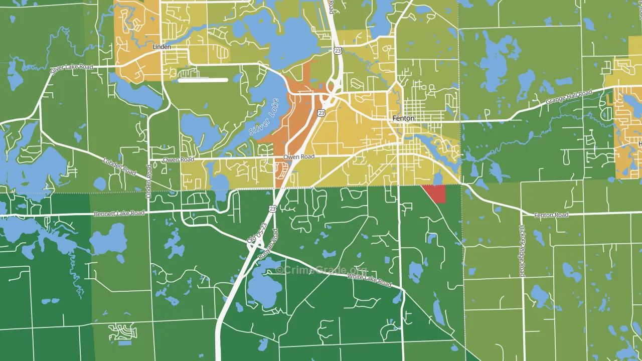 Fenton, MI Map of Drug-Related Crime Rates