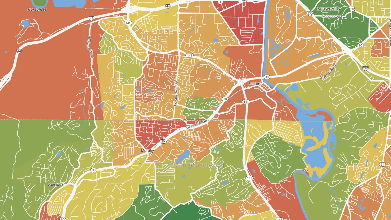 Fenton, MO Map of Drug-Related Crime Rates