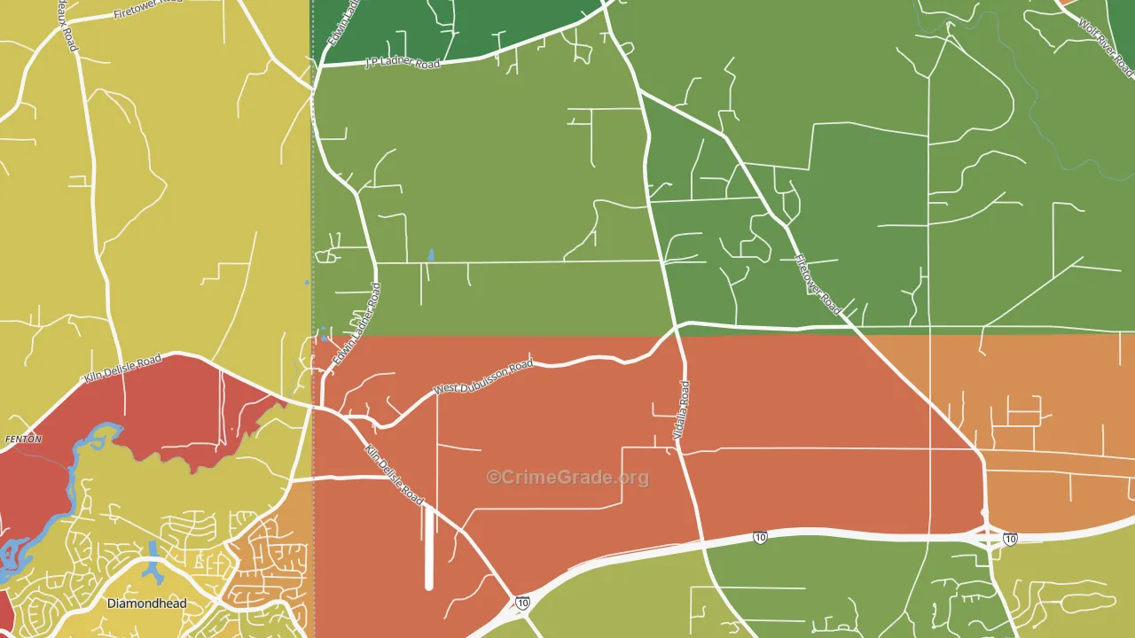 Fenton, MS Map of Drug-Related Crime Rates