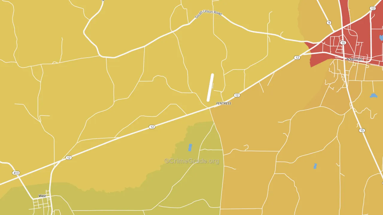 Fentress, MS Map of Drug-Related Crime Rates