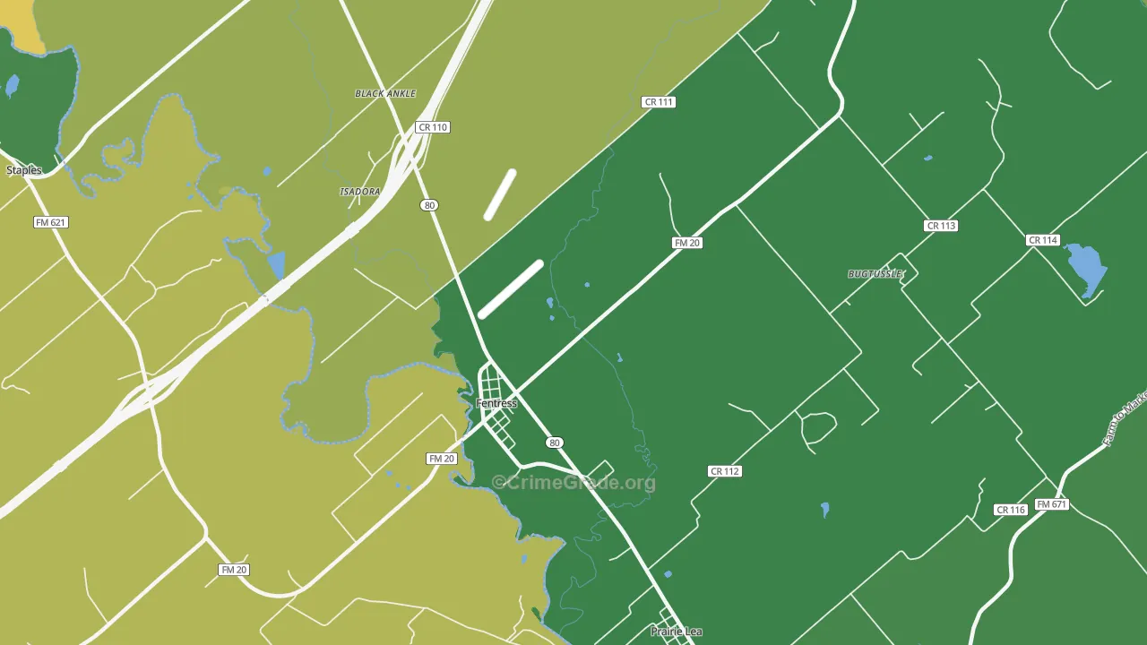 Fentress, TX Map of Drug-Related Crime Rates