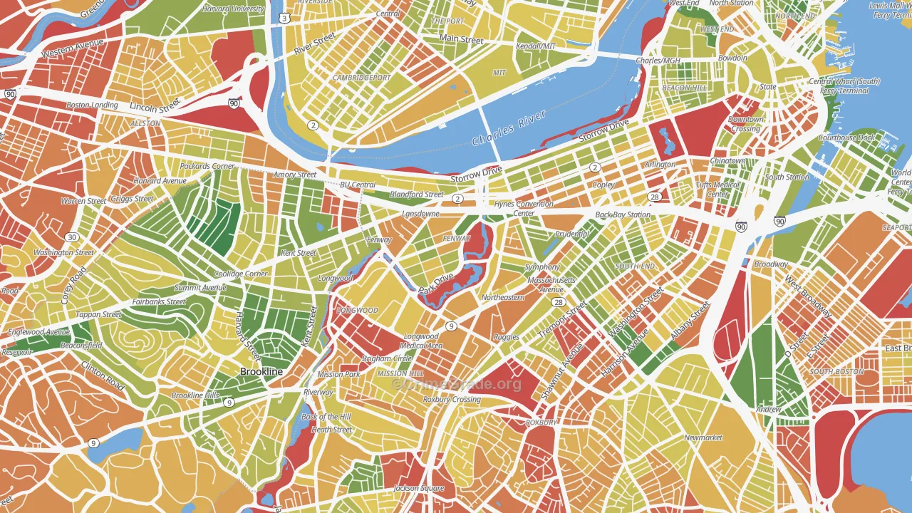 Fenway-Kenmore, Boston, MA Map of Drug-Related Crime Rates