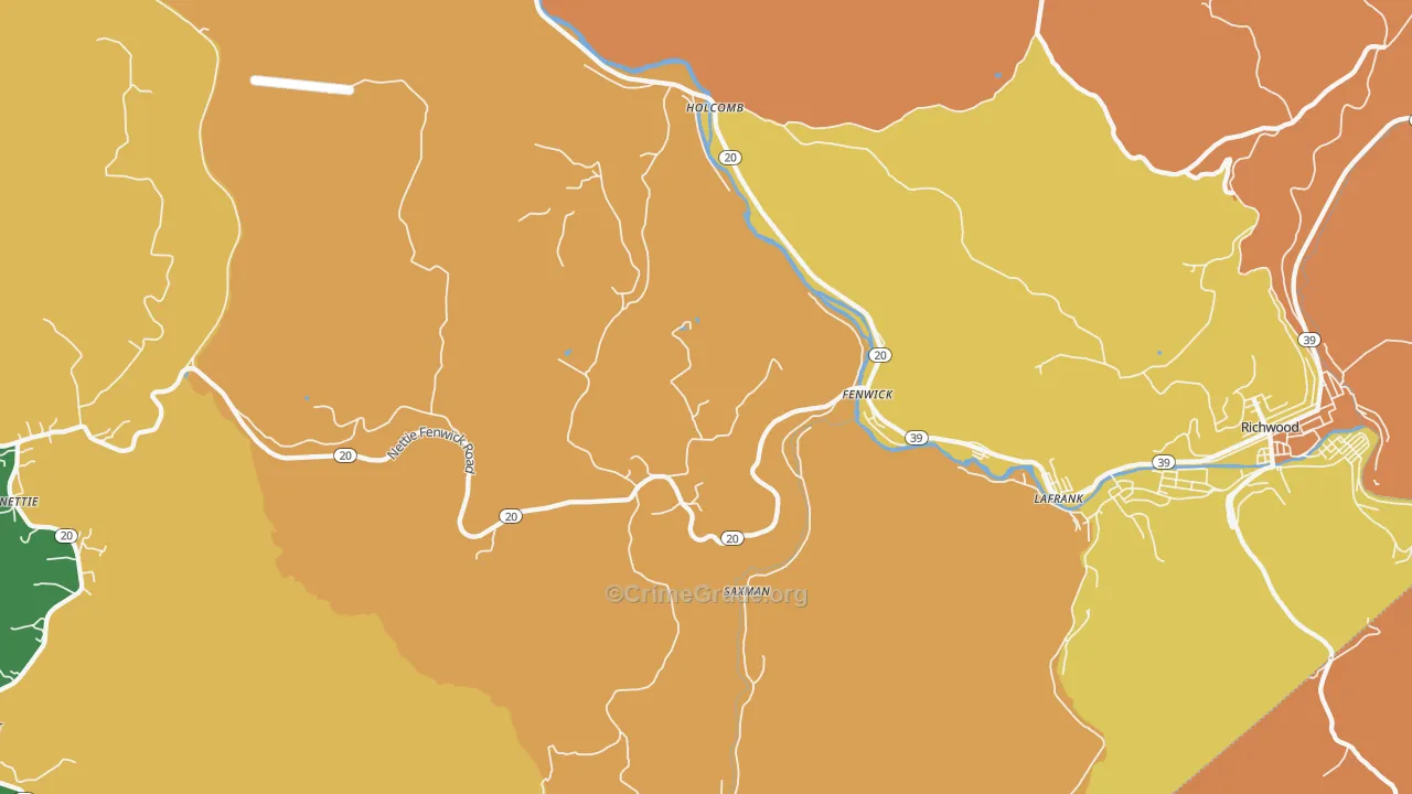 Fenwick, WV Map of Drug-Related Crime Rates