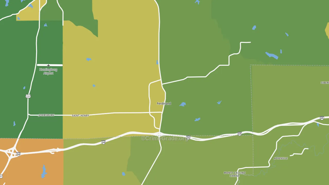 Ferdinand, IN Map of Drug-Related Crime Rates
