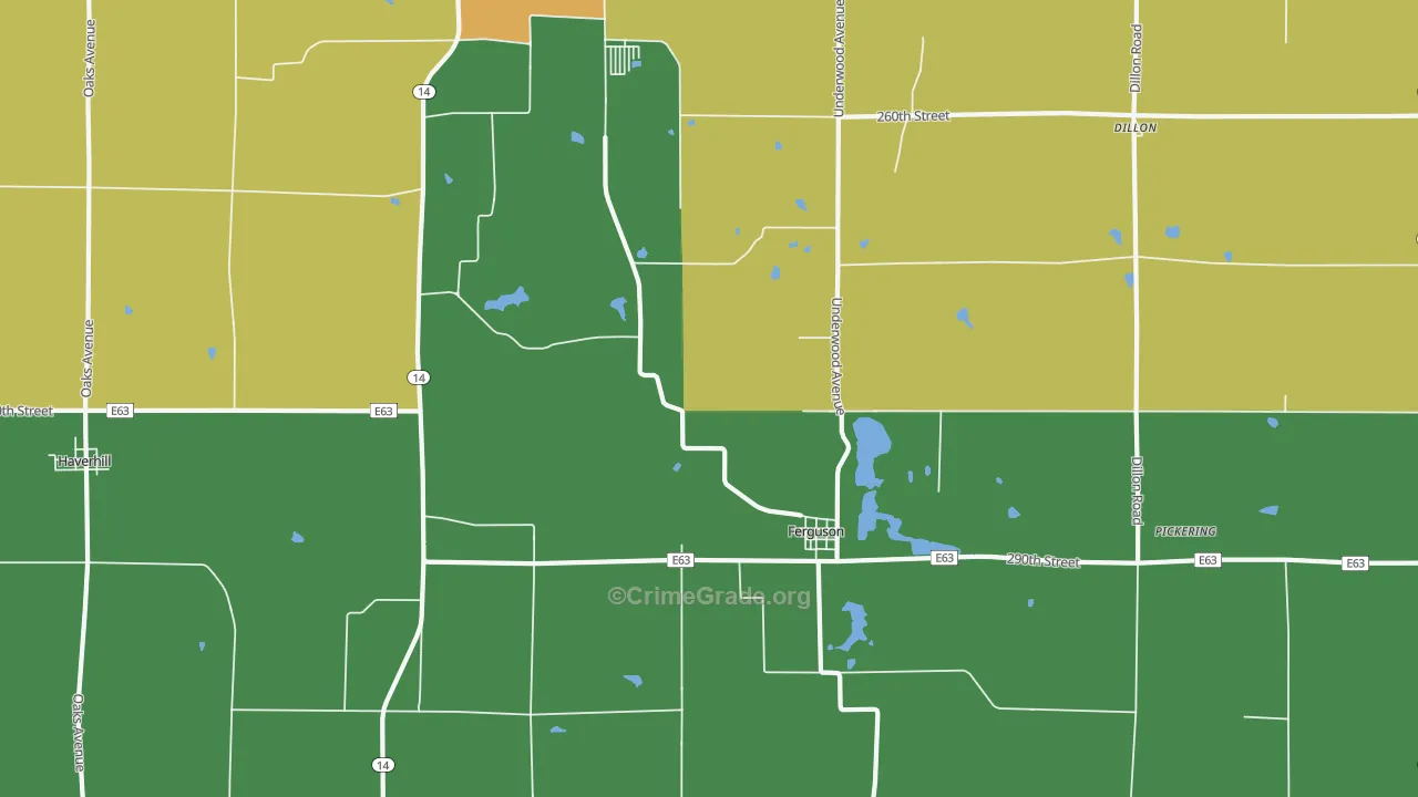 Ferguson, IA Map of Drug-Related Crime Rates