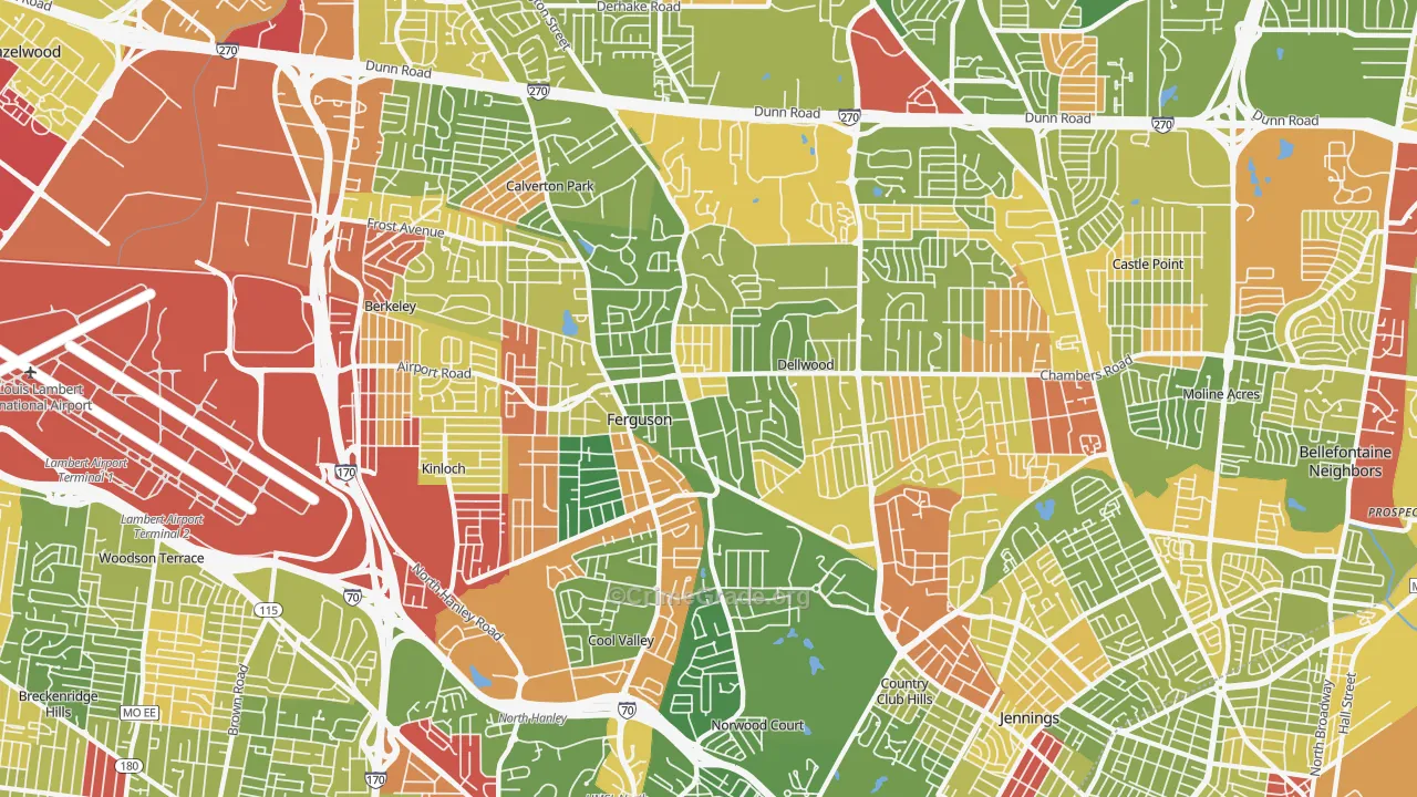 Ferguson, MO Map of Drug-Related Crime Rates