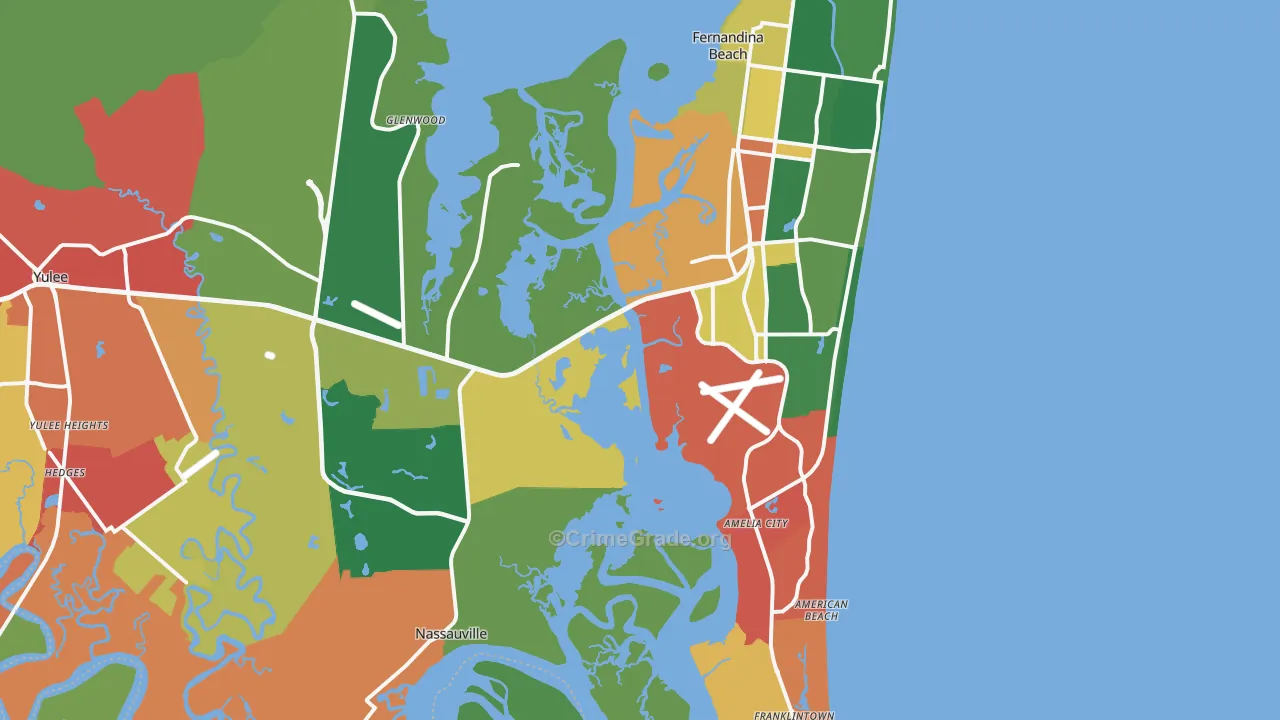 Fernandina Beach, FL Map of Drug-Related Crime Rates