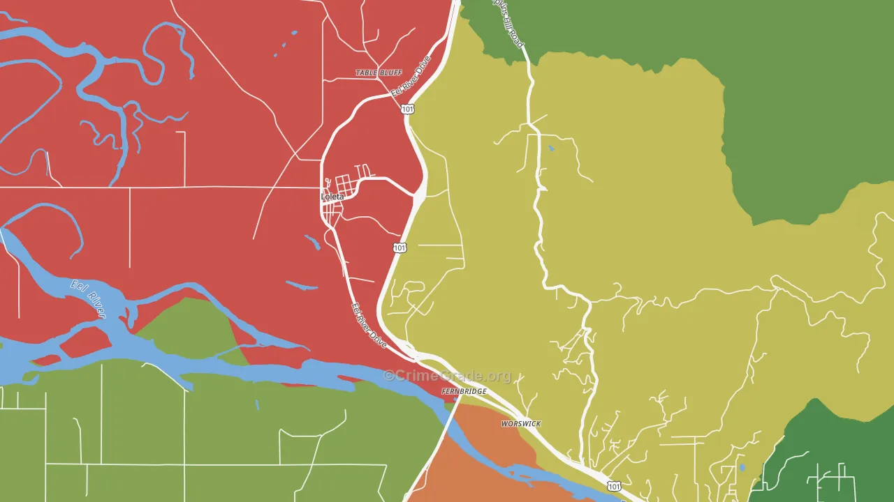 Fernbridge, CA Map of Drug-Related Crime Rates
