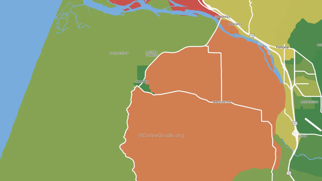 Ferndale, CA Map of Drug-Related Crime Rates