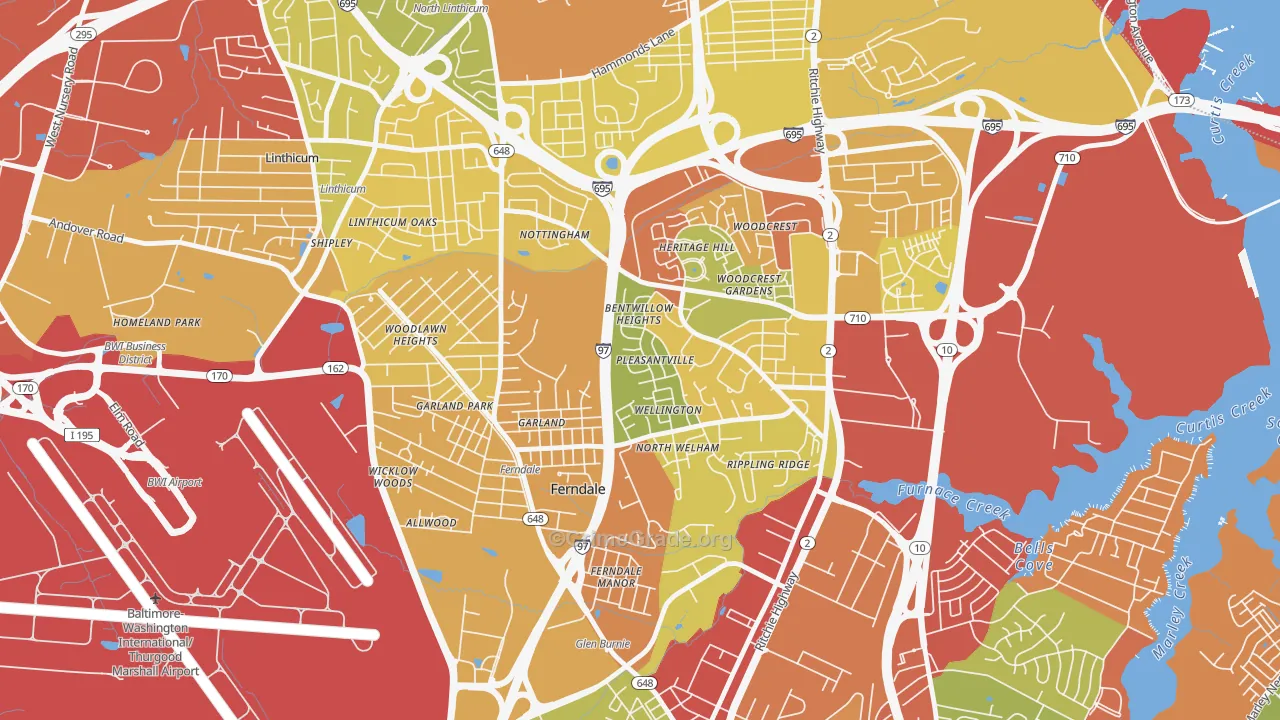 Ferndale, MD Map of Drug-Related Crime Rates