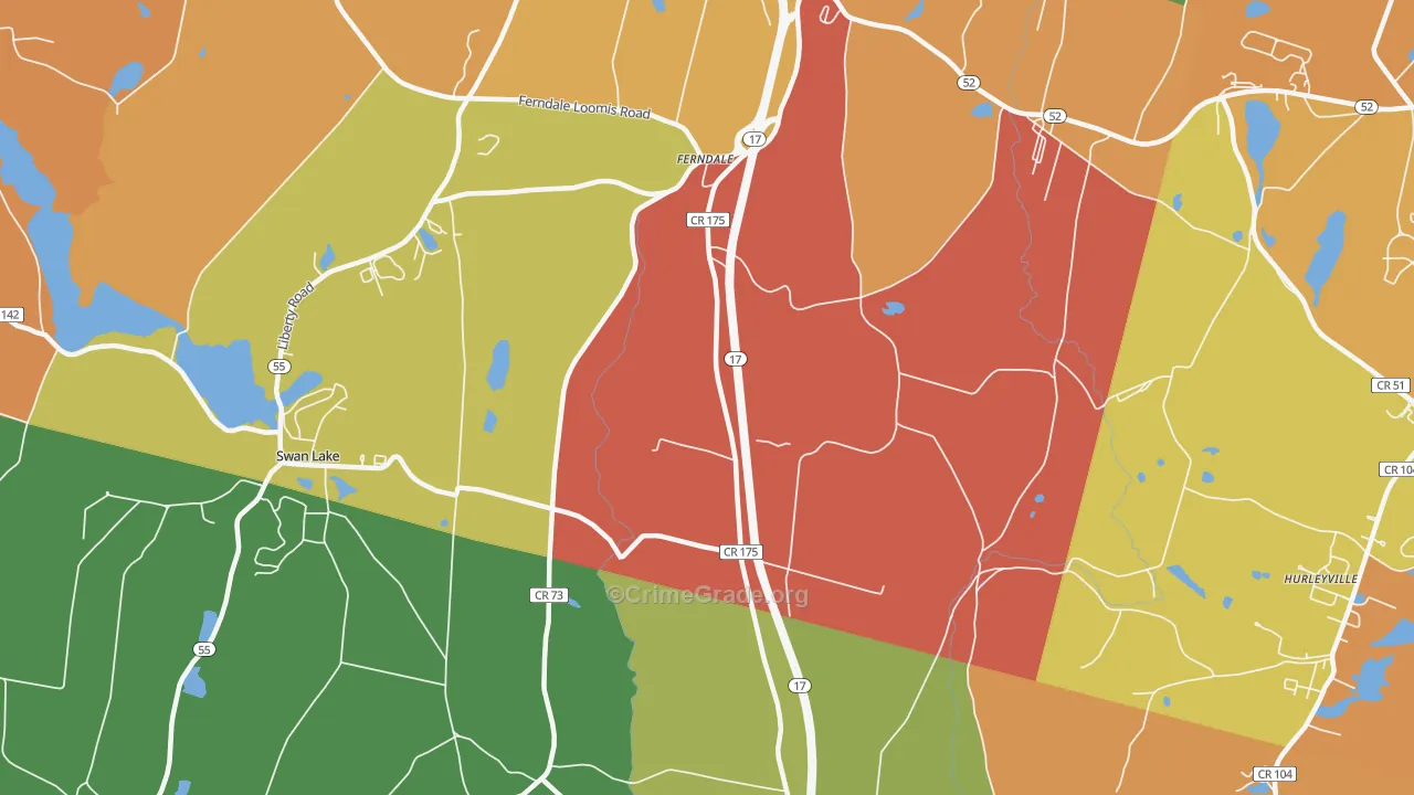 Ferndale, NY Map of Drug-Related Crime Rates