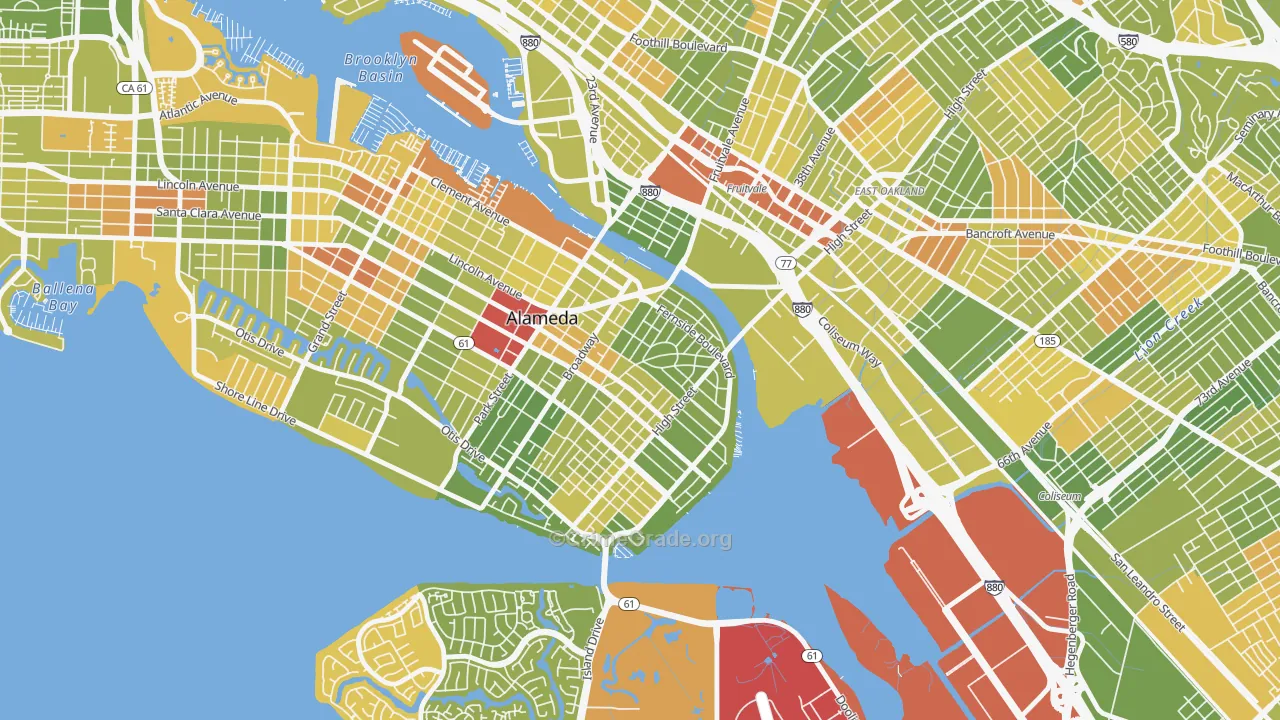Fernside, Alameda, CA Map of Drug-Related Crime Rates