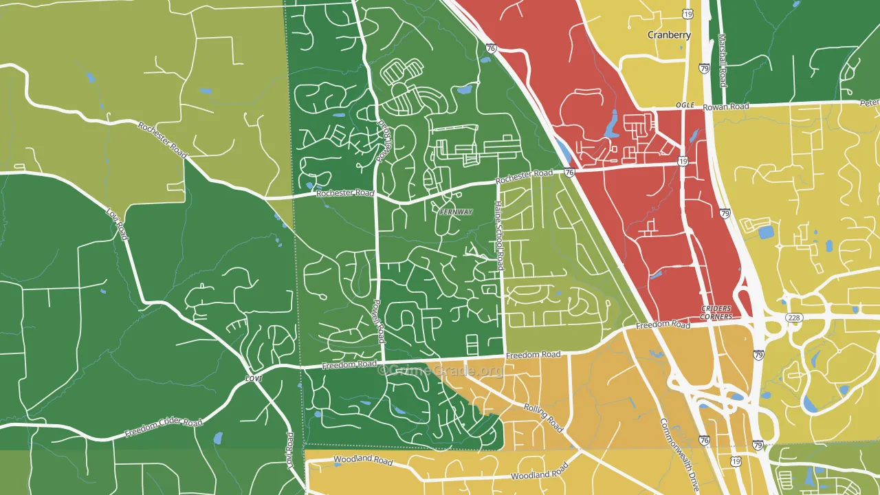 Fernway, PA Map of Drug-Related Crime Rates