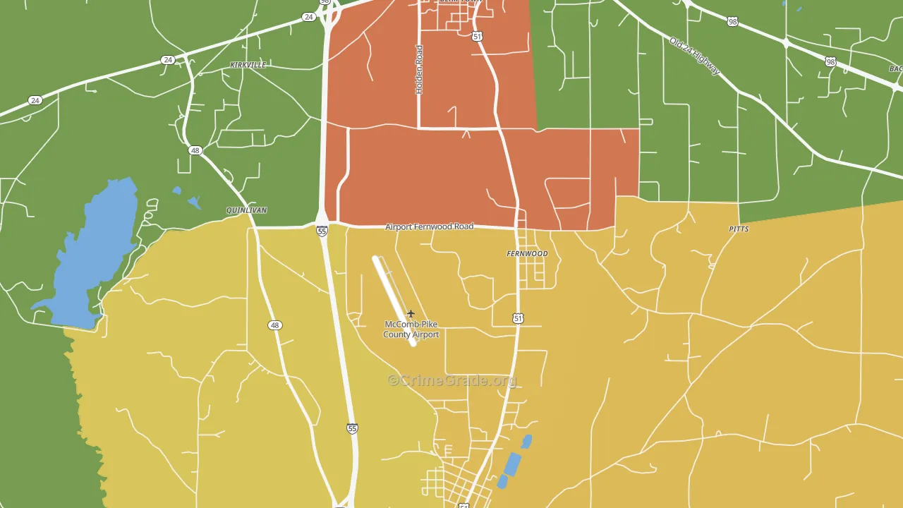Fernwood, MS Map of Drug-Related Crime Rates