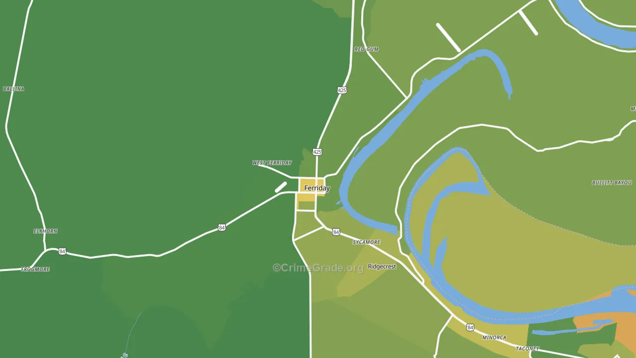 Ferriday, LA Map of Drug-Related Crime Rates