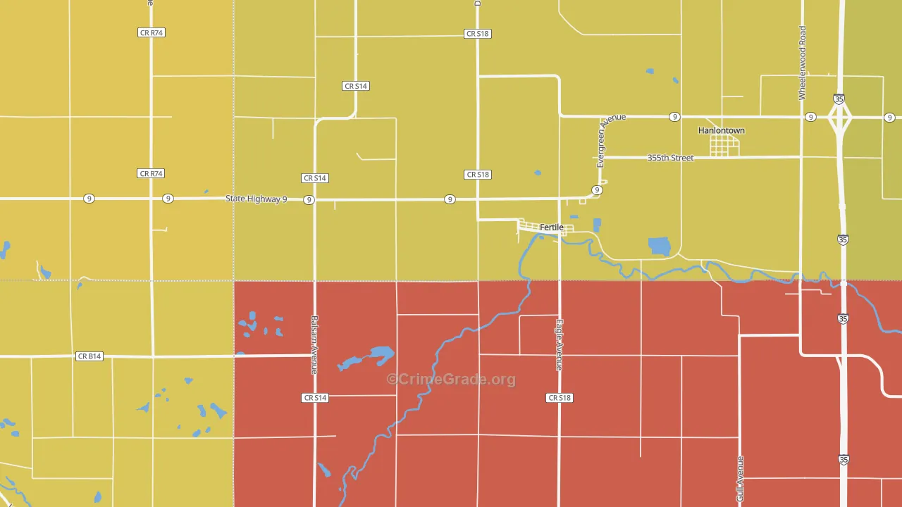 Fertile, IA Map of Drug-Related Crime Rates