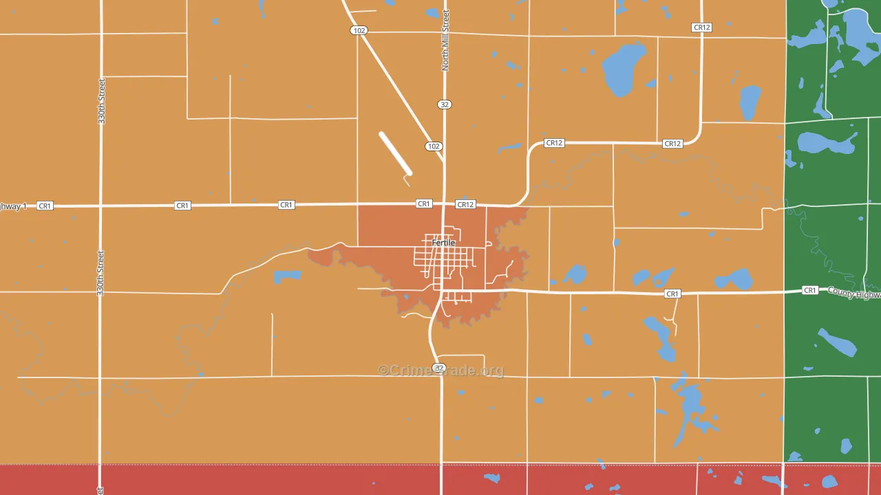Fertile, MN Map of Drug-Related Crime Rates