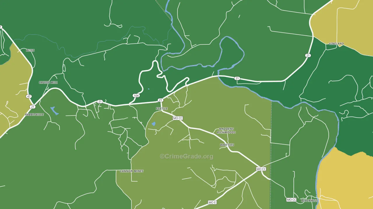 Fertile, MO Map of Drug-Related Crime Rates
