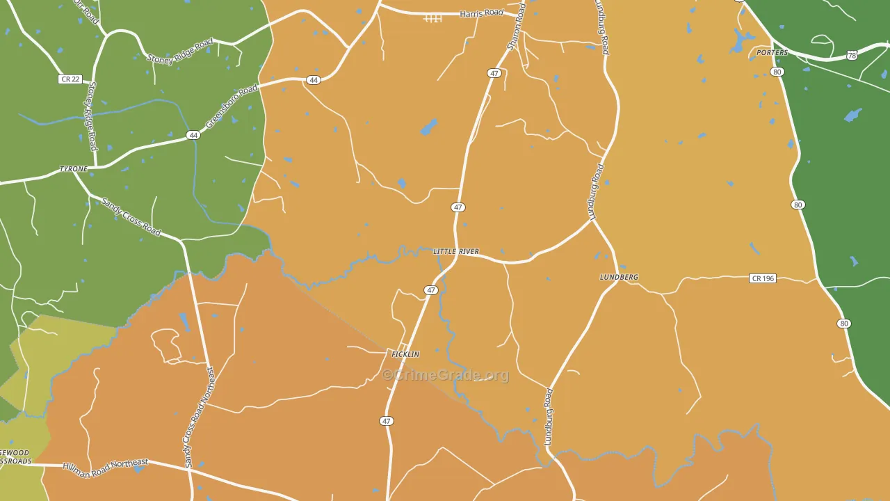 Ficklin, GA Map of Drug-Related Crime Rates