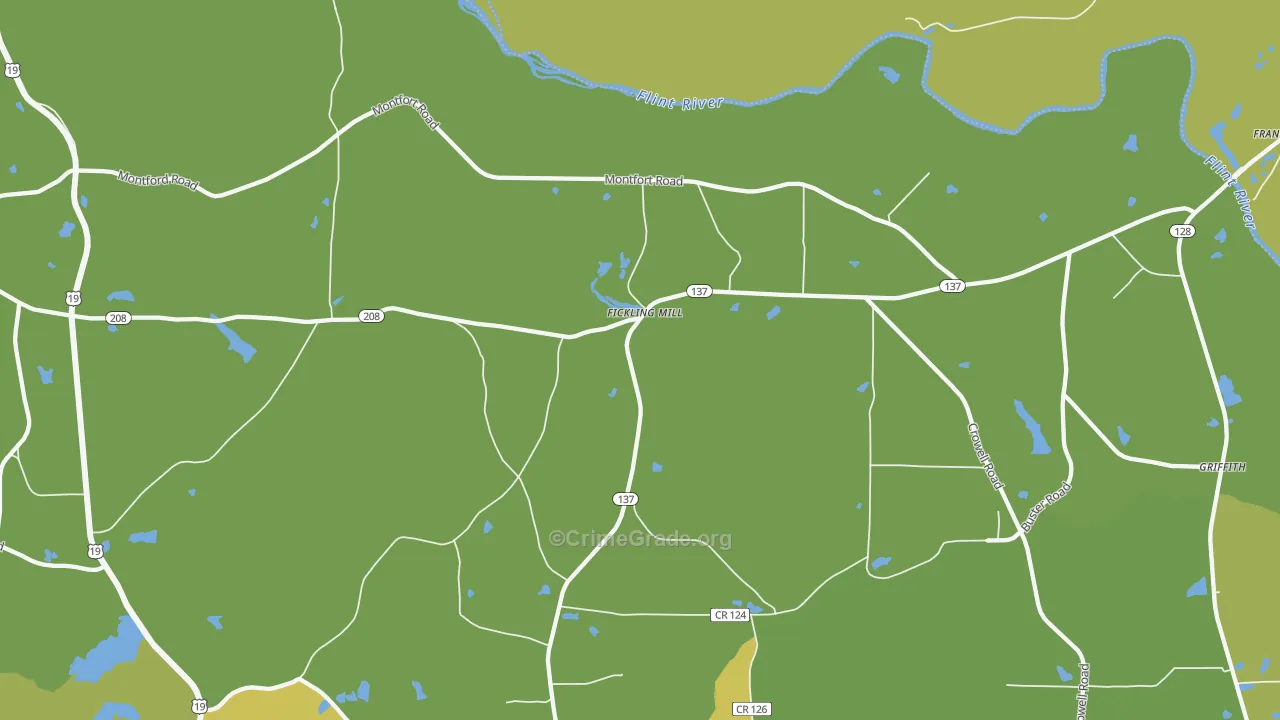 Fickling Mill, GA Map of Drug-Related Crime Rates