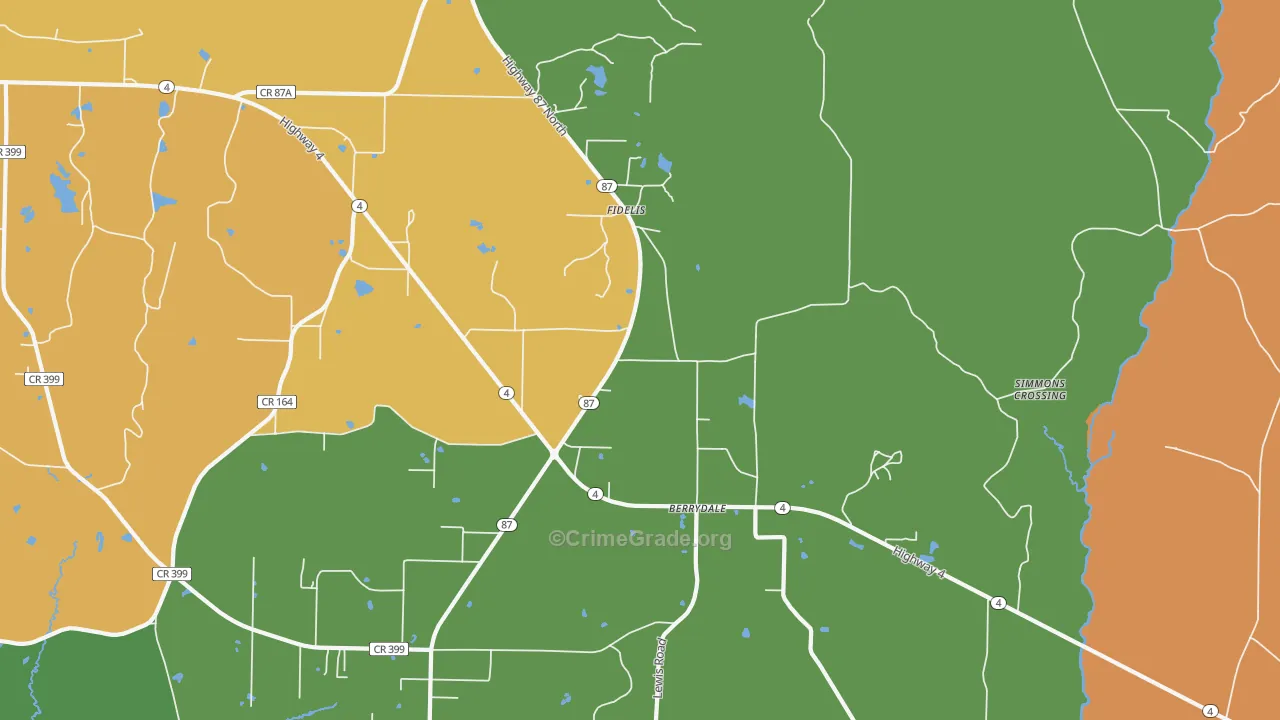 Fidelis, FL Map of Drug-Related Crime Rates