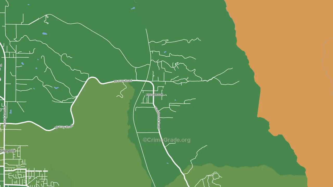 Fieldbrook, CA Map of Drug-Related Crime Rates