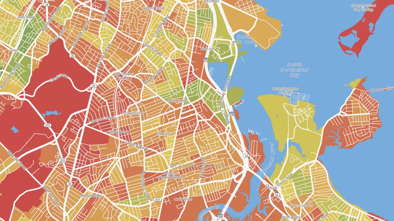 Fields Corner, Boston, MA Map of Drug-Related Crime Rates