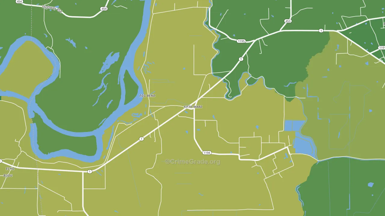 Fifth Ward, LA Map of Drug-Related Crime Rates