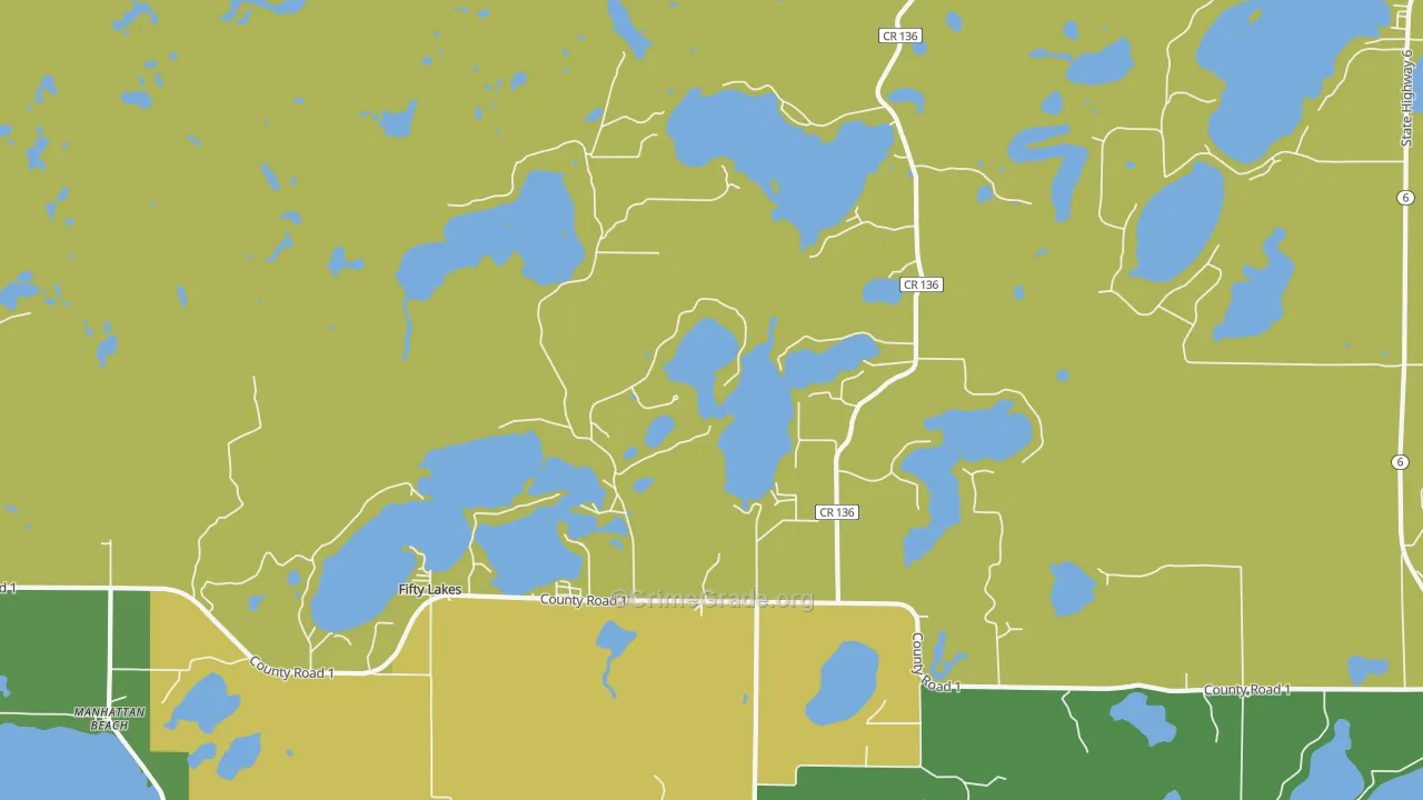 Fifty Lakes, MN Map of Drug-Related Crime Rates