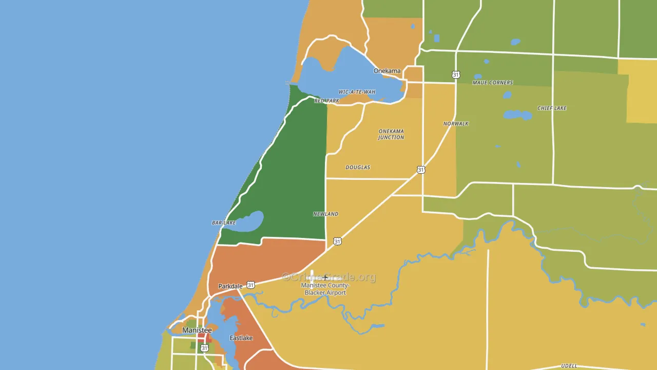 Filer City, MI Map of Drug-Related Crime Rates