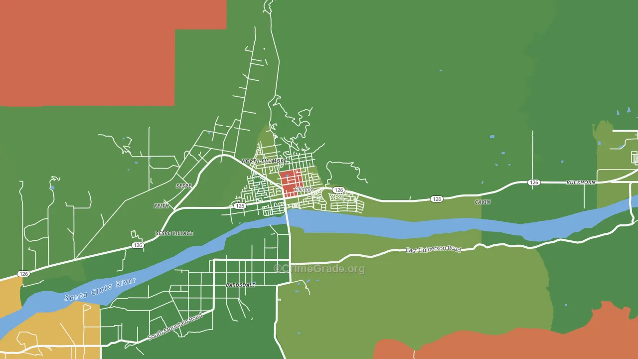 Fillmore, CA Map of Drug-Related Crime Rates