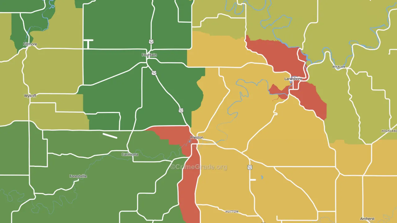 Fillmore County, MN Map of Drug-Related Crime Rates