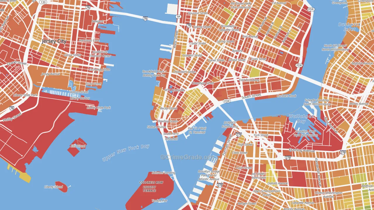 Financial District, Manhattan, NY Map of Drug-Related Crime Rates
