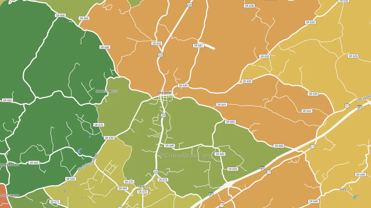Fincastle, VA Map of Drug-Related Crime Rates
