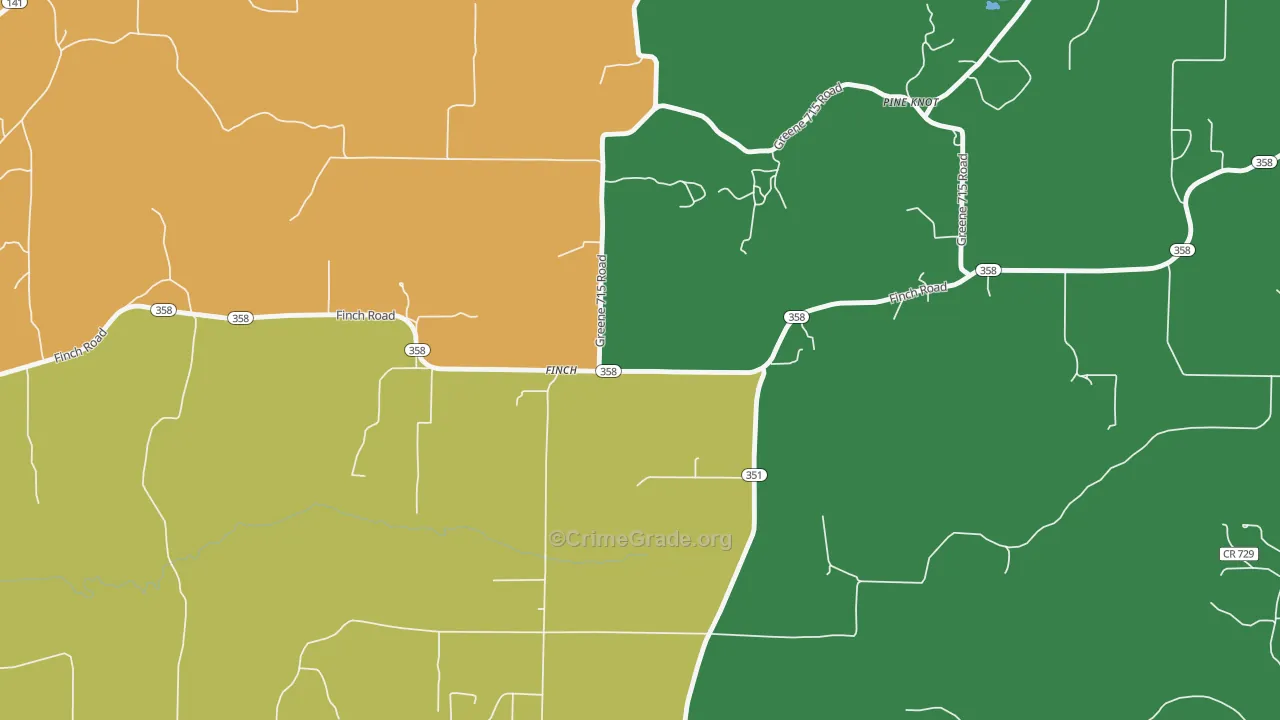 Finch, AR Map of Drug-Related Crime Rates