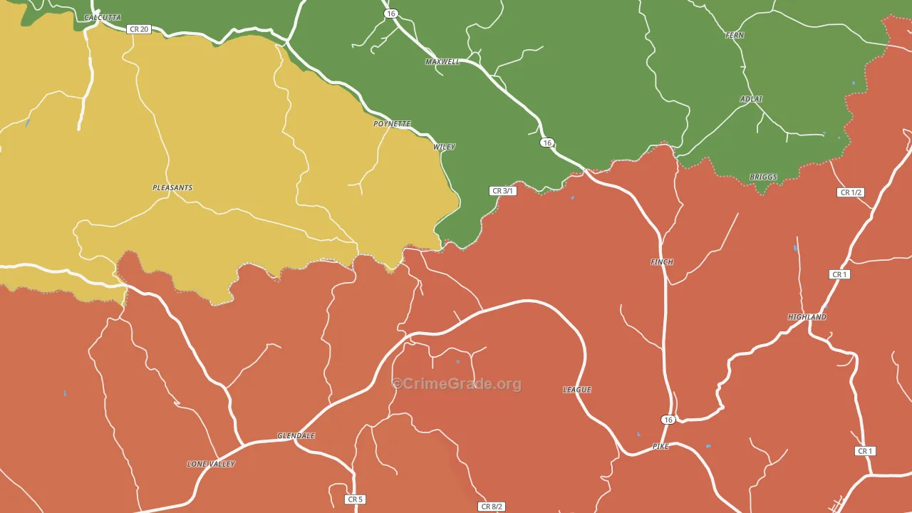 Finch, WV Map of Drug-Related Crime Rates