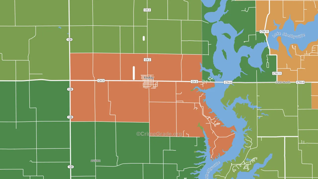 Findlay, IL Map of Drug-Related Crime Rates
