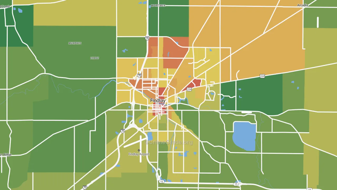 Findlay, OH Map of Drug-Related Crime Rates