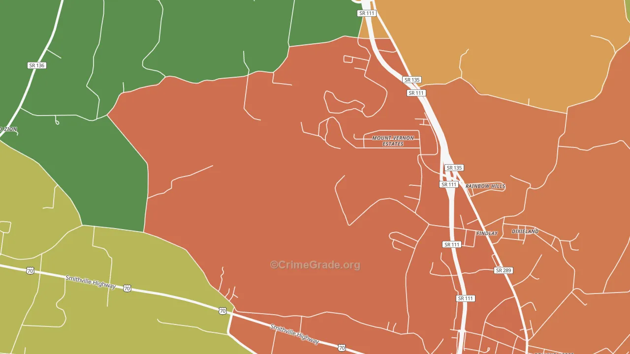 Findlay, TN Map of Drug-Related Crime Rates