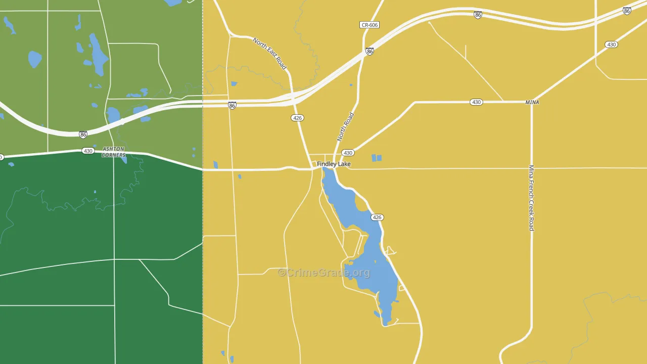 Findley Lake, NY Map of Drug-Related Crime Rates