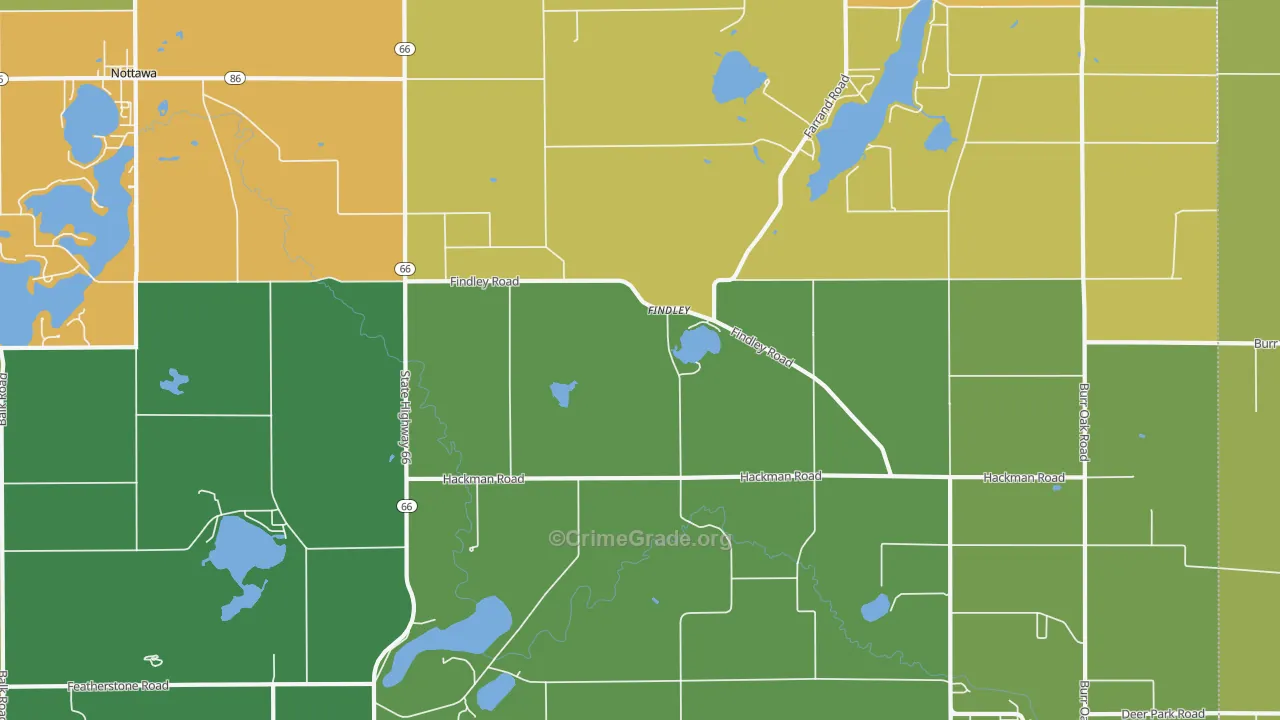 Findley, MI Map of Drug-Related Crime Rates