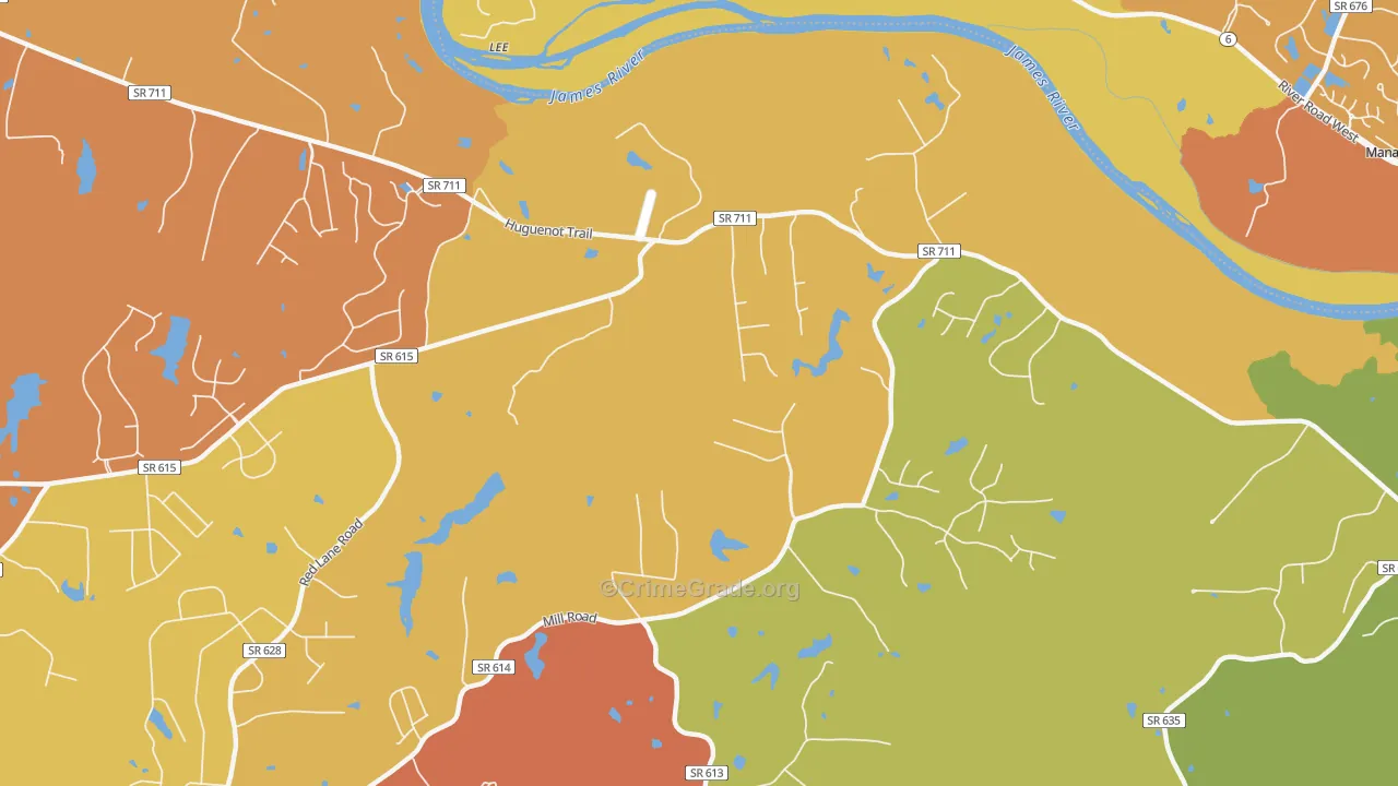 Fine Creek Mills, VA Map of Drug-Related Crime Rates