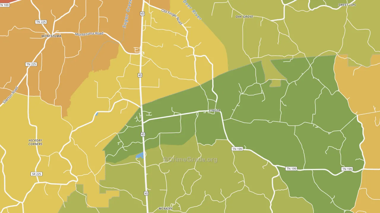 Finger, TN Map of Drug-Related Crime Rates