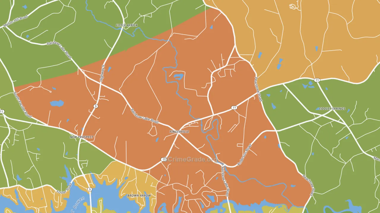 Fingerville, SC Map of Drug-Related Crime Rates