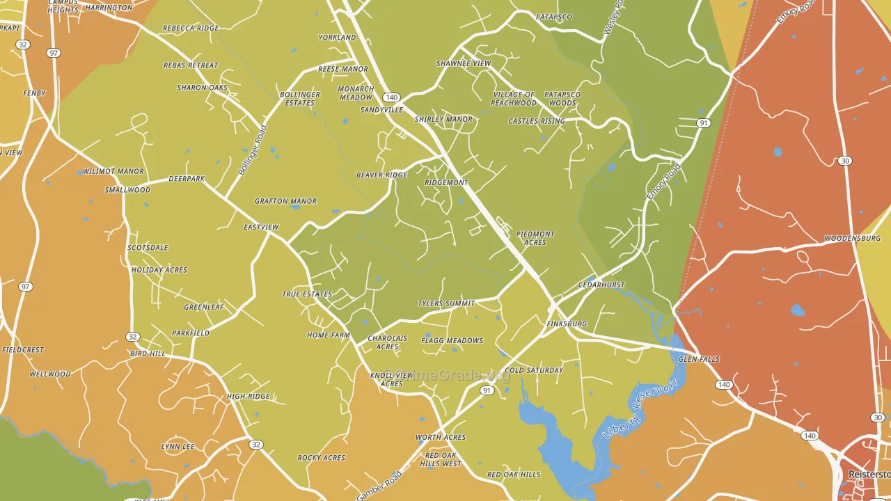 Finksburg, MD Map of Drug-Related Crime Rates
