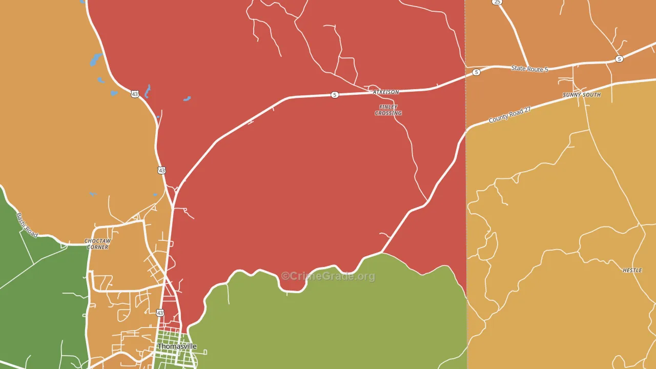 Finley Crossing, AL Map of Drug-Related Crime Rates